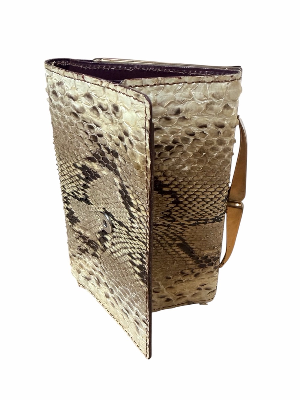 VINTAGE RARE T.M.H PYTHON & LEATHER HISTORIC WALLET. - Picture 3 of 9